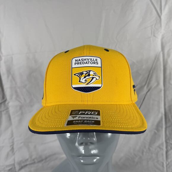 Nashville Predators Hat Cap Snap Back Yellow Navy NHL Hockey Mens Authentic Pro - Picture 2 of 7